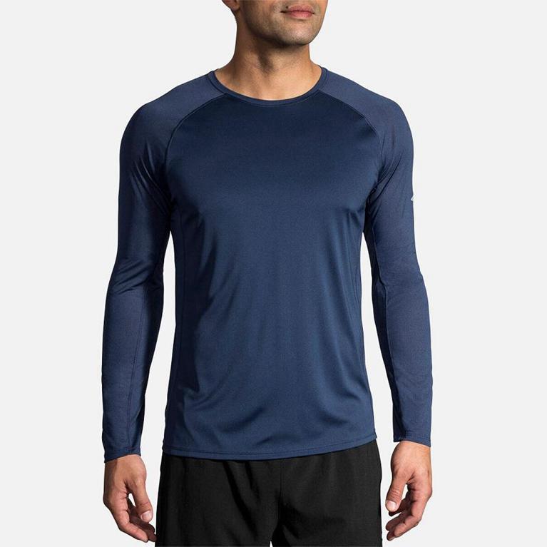 Brooks Stealth Long Sleeve Running Shirt - Men's - Blue (86025-JVSG)